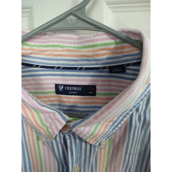 Cremieux Men's 3XB Candied Striped Collared Short Sleeve Pocket Shirt - Picture 3 of 9